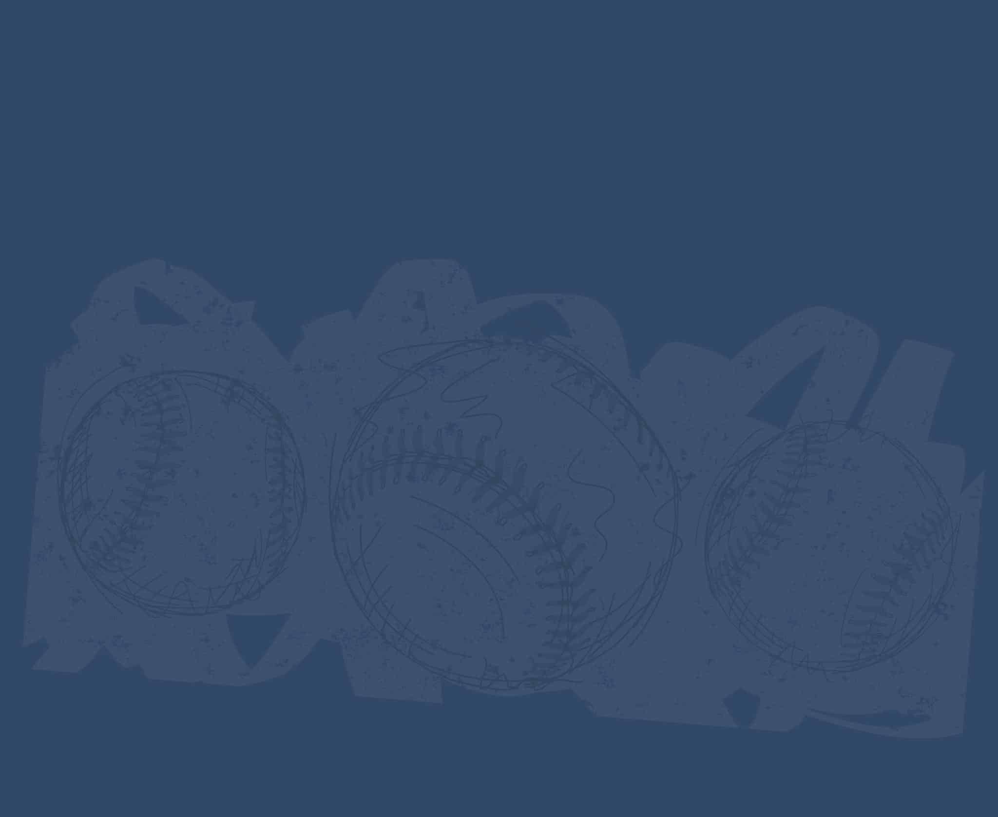 Dark blue artwork of three hand-drawn baseballs, the Because of Noah campaign graphic
